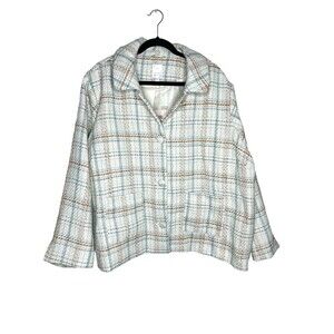 Lauren Conrad Jacket Womens Size 4X Button Wool Long Sleeve Pockets Crop Tweed